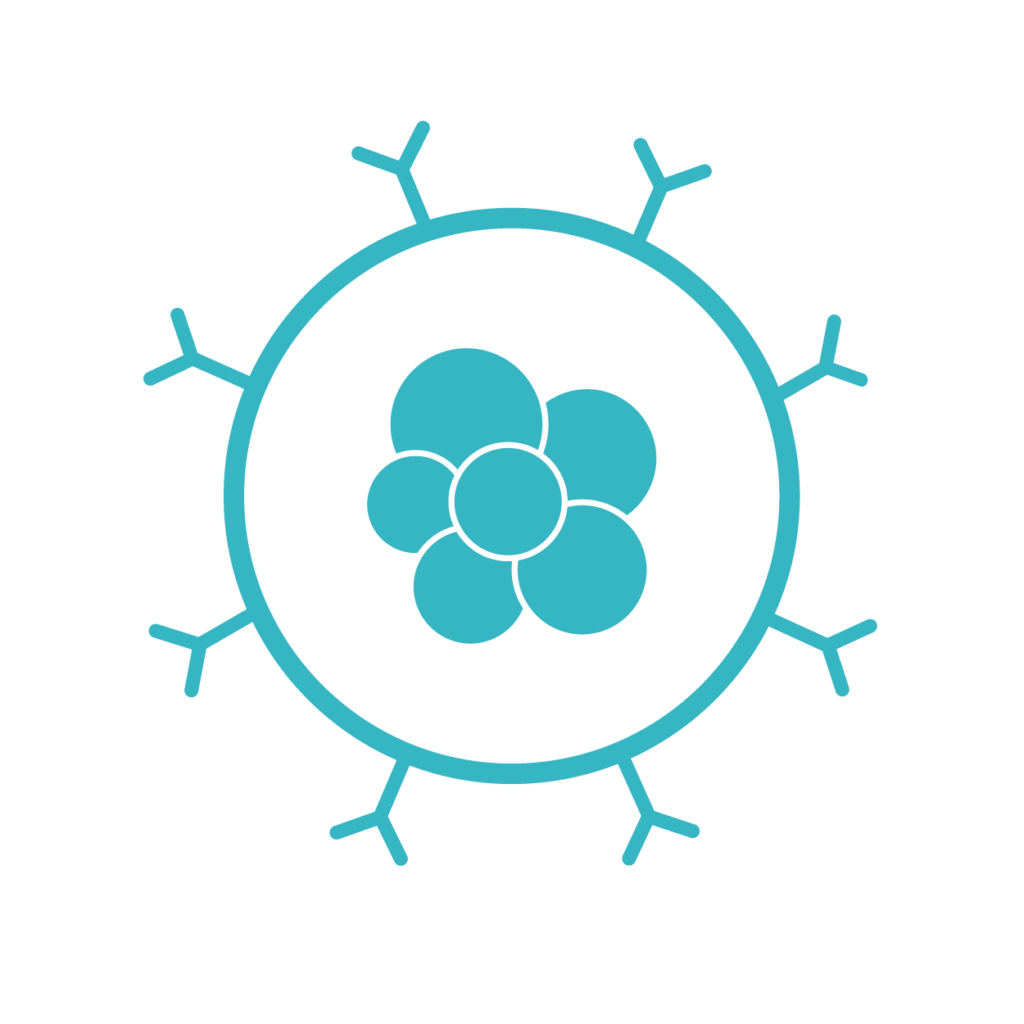 Icon with a simplified cell in turquoise