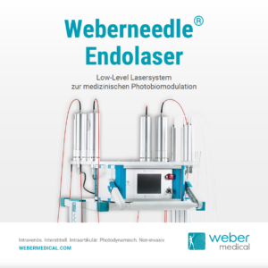 Cover of the brochure for the Weberneedle Endolaser, the low-level laser system for medical photobiomodulation