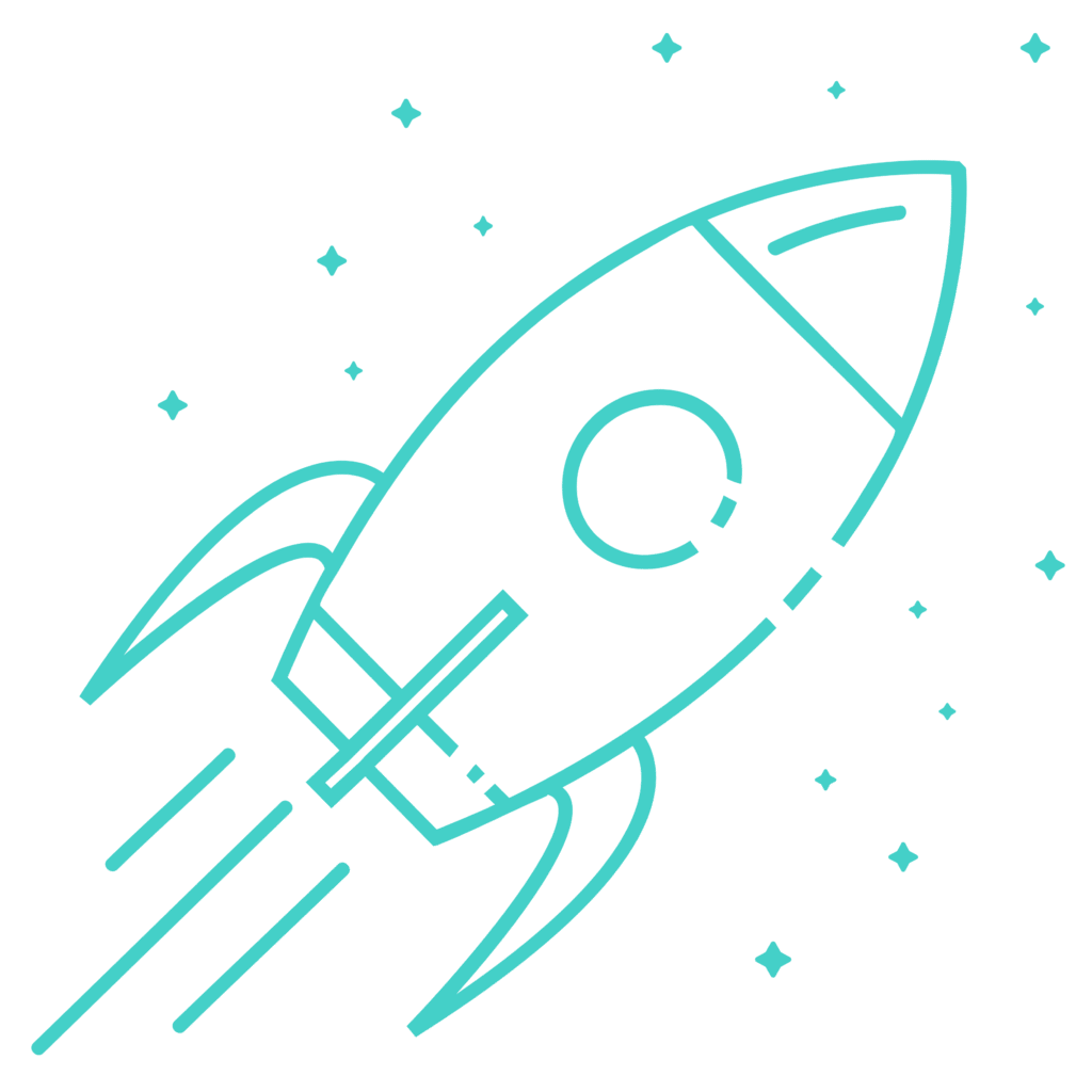 Rocket icon in turquoise