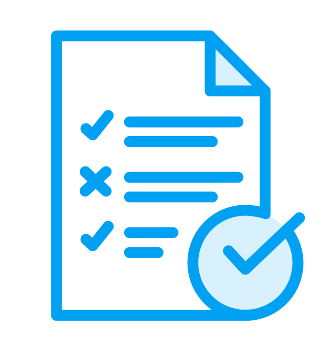 Blue icon with checklist
