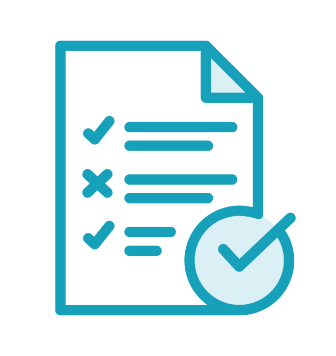 Turquoise icon with checklist